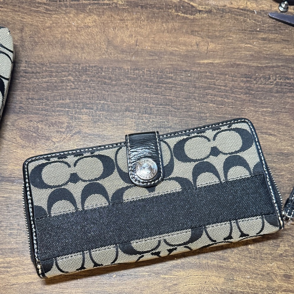 Coach Black Leather Accessory with Silver Accent